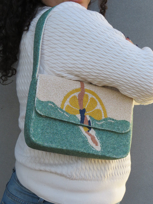 Beachy Lemon Beaded Bag