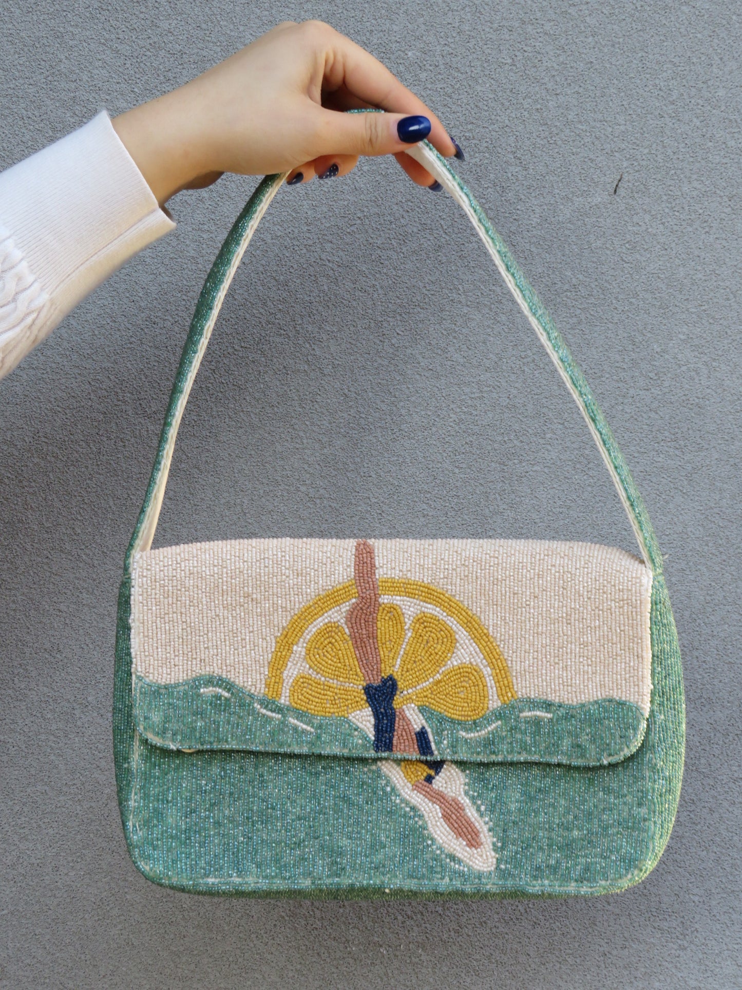 Beachy Lemon Beaded Bag