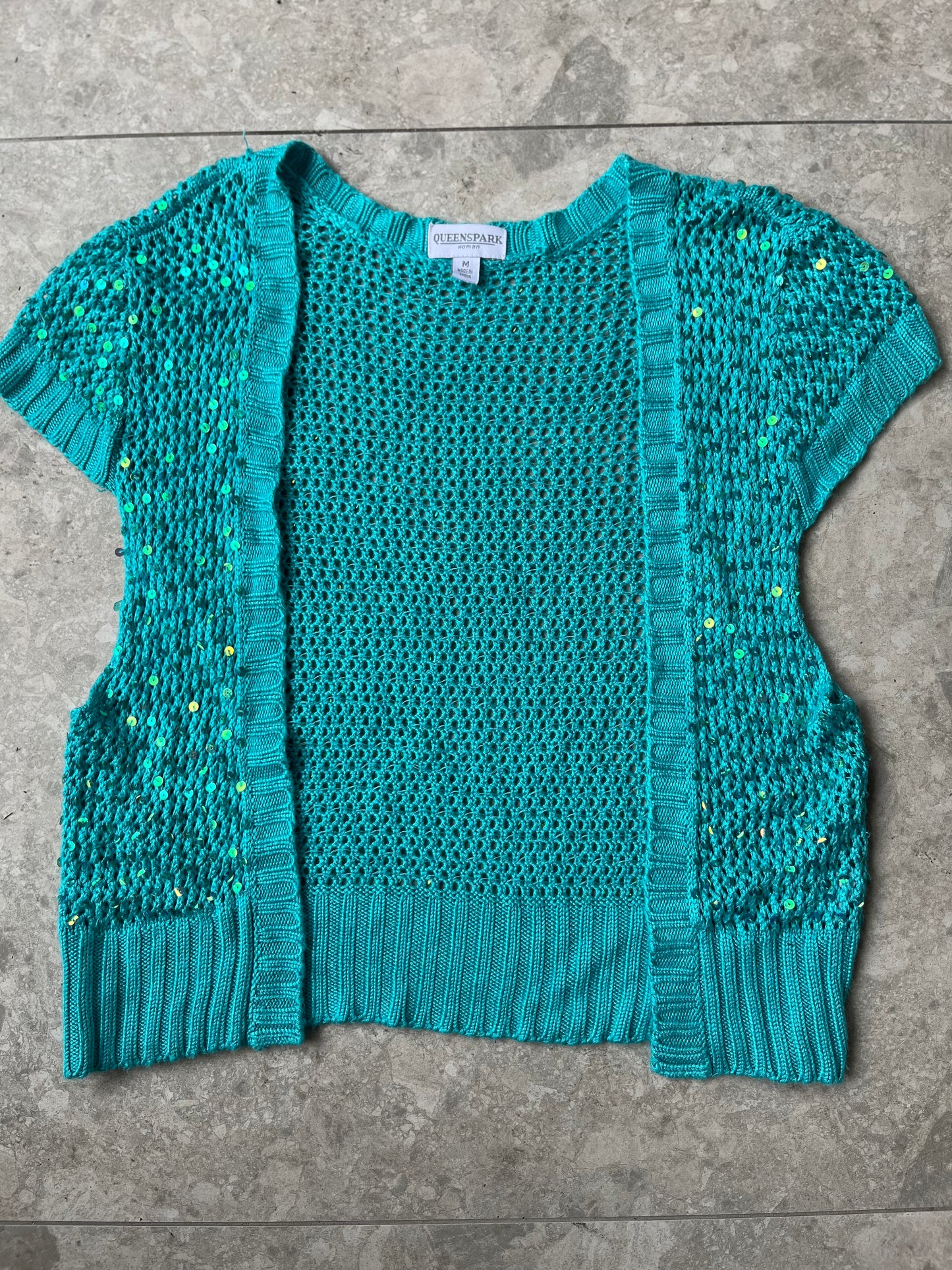 Sequin Blue Crochet Cardigan