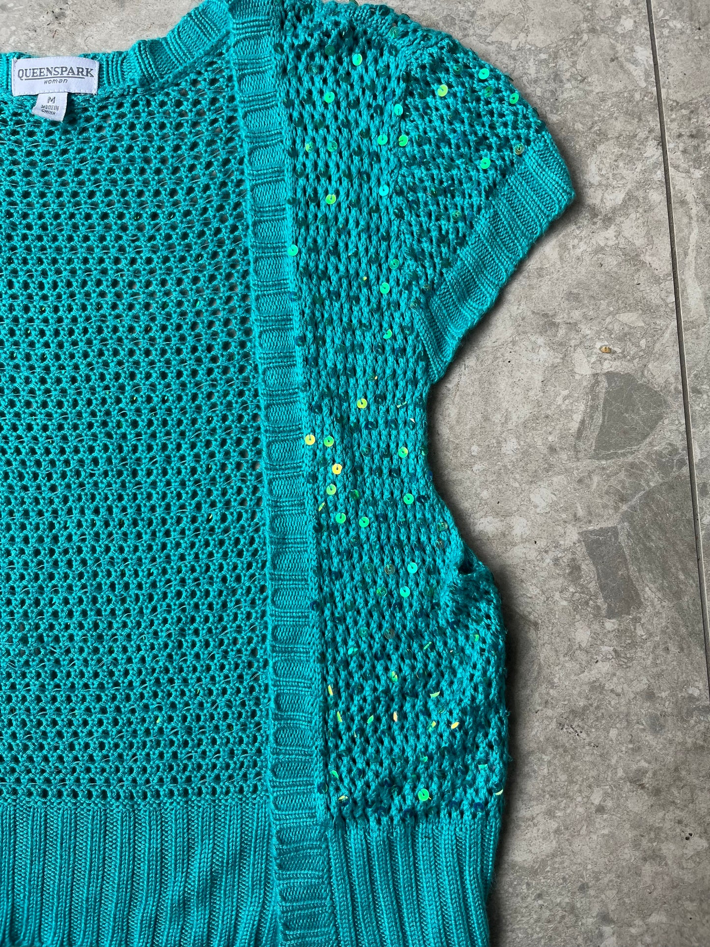 Sequin Blue Crochet Cardigan
