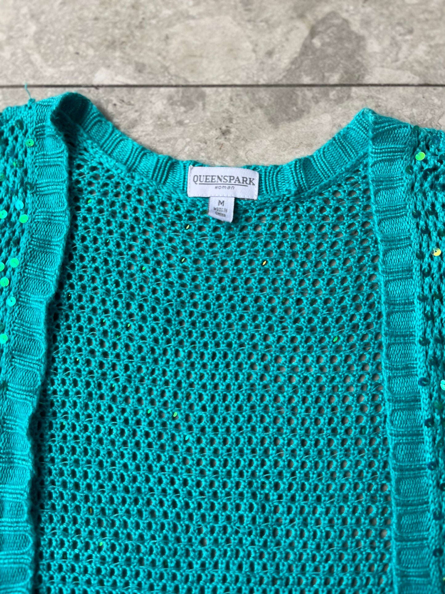 Sequin Blue Crochet Cardigan