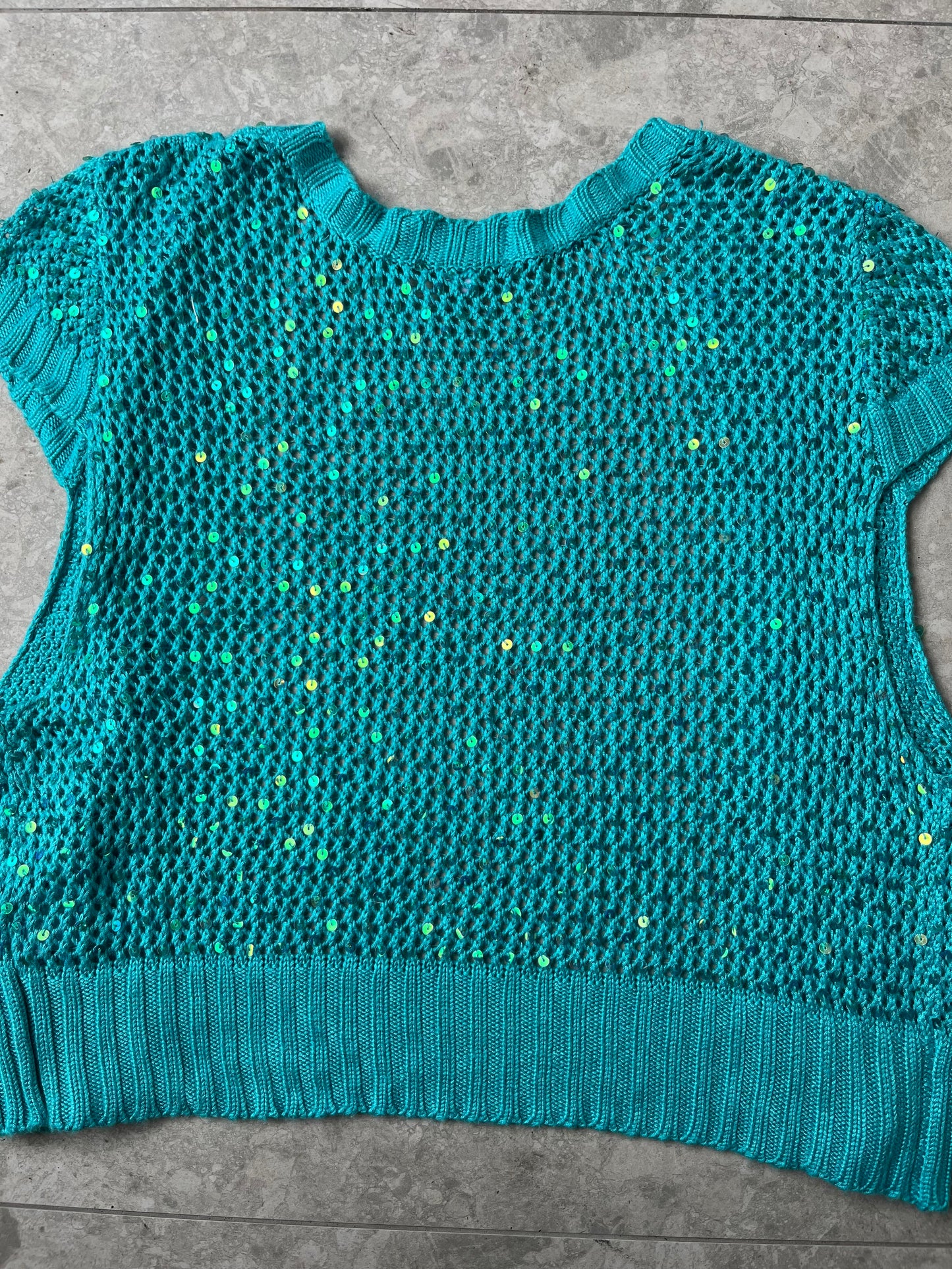 Sequin Blue Crochet Cardigan