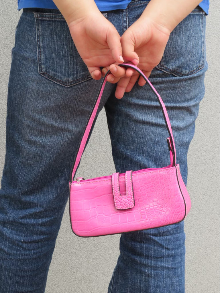 Pink Croc Mini Shoulder Bag