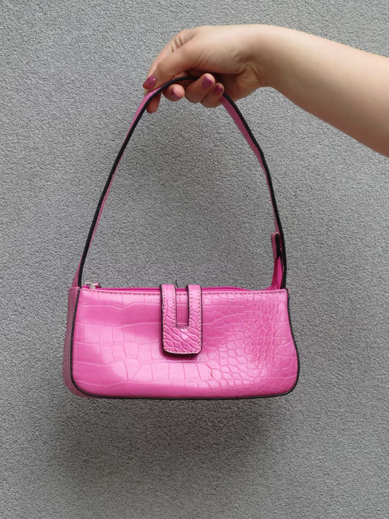 Pink Croc Mini Shoulder Bag