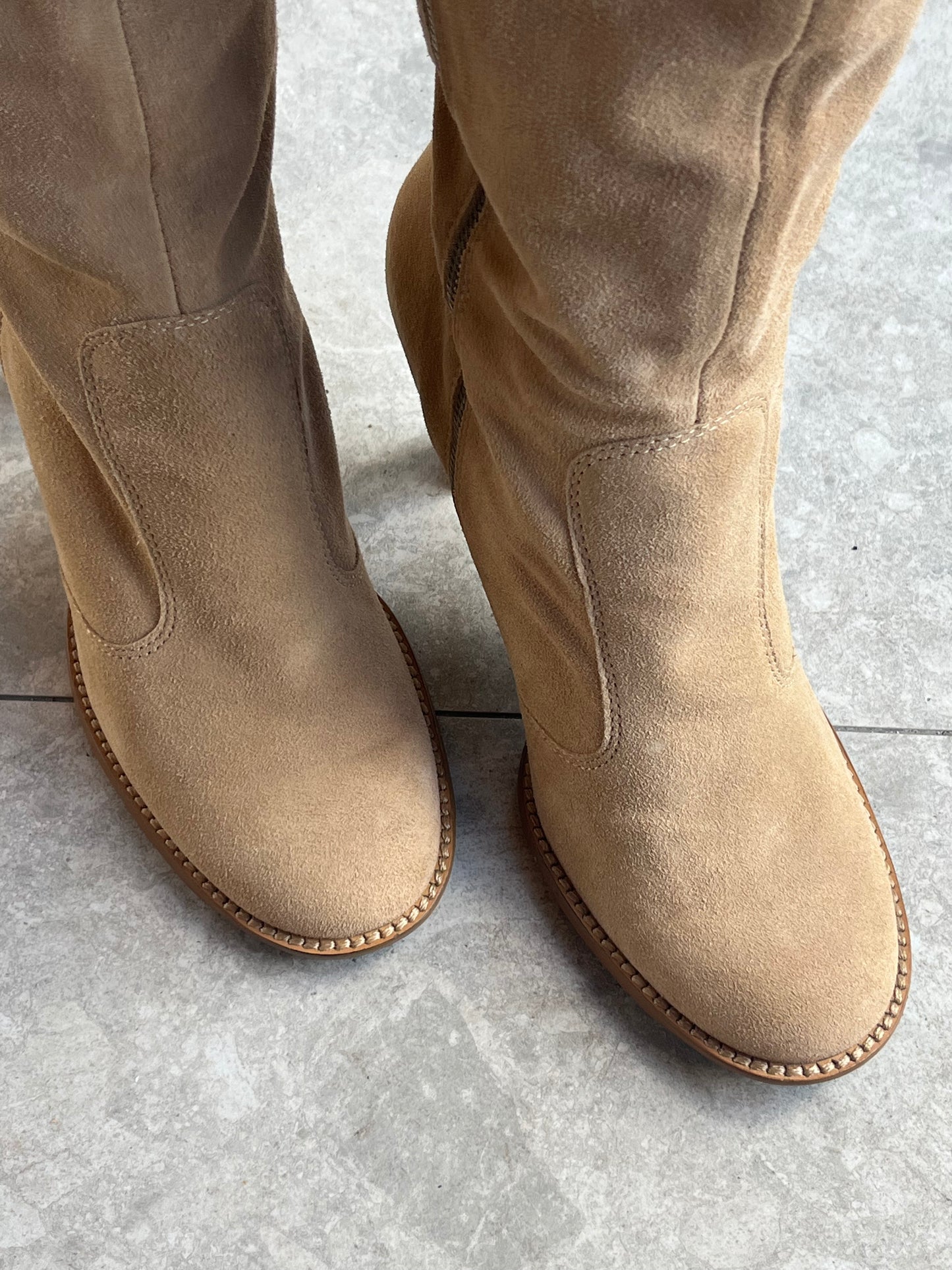 Suede Fur Heel Boots
